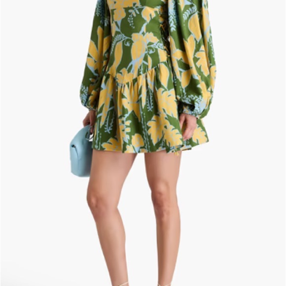 Farm Rio Yellow and Green Off-Shoulder Dress - Picture 2 of 3